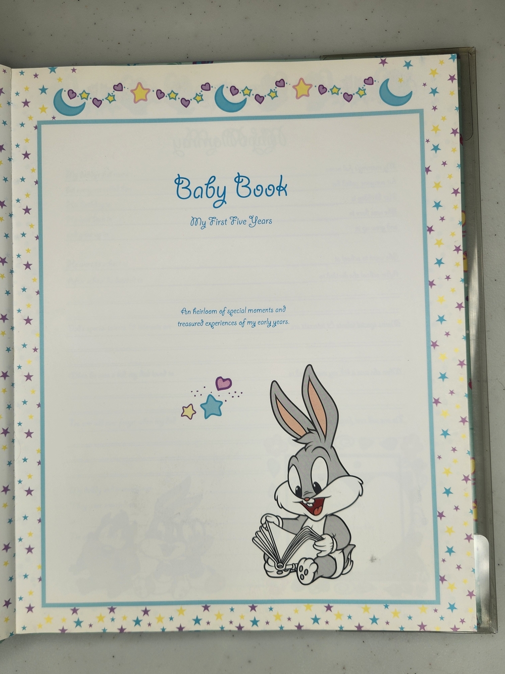 Vintage 1997 Baby Looney Tunes Baby Book UNUSED First Five Years Bugs Bunny - Picture 5 of 9